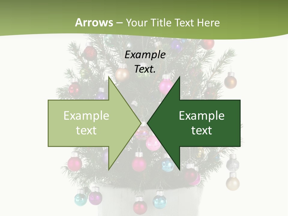 A Small Christmas Tree In A Pot With Ornaments On It PowerPoint Template