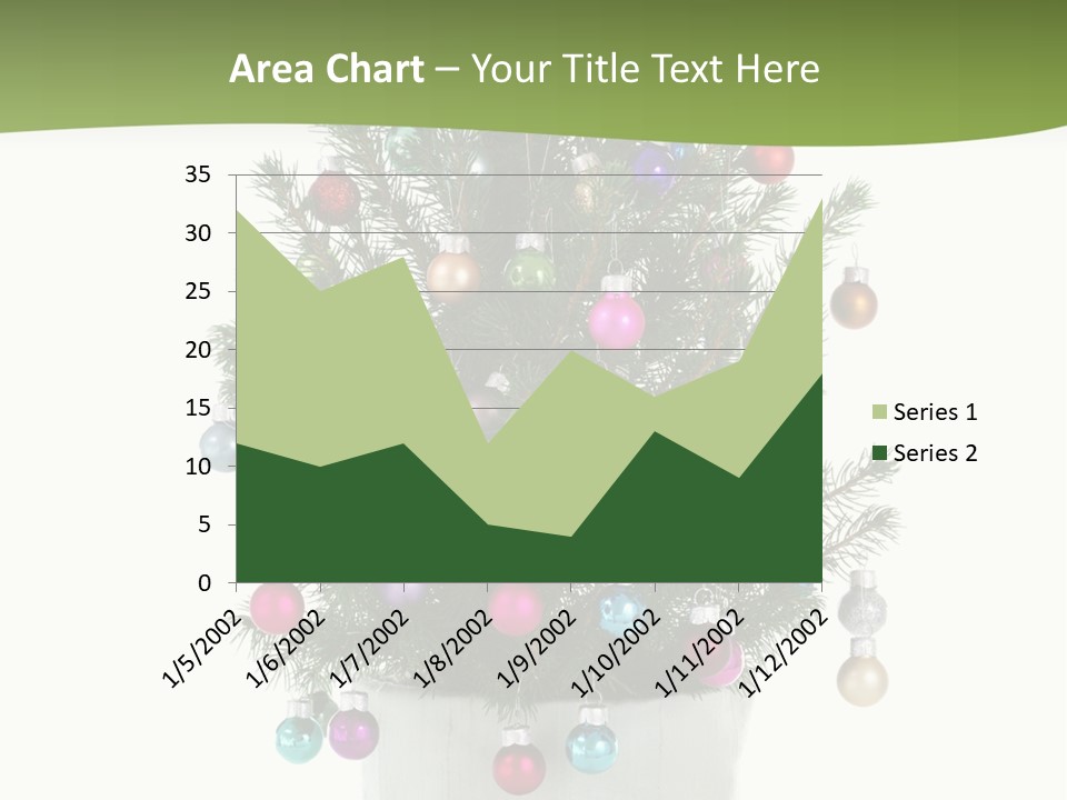 A Small Christmas Tree In A Pot With Ornaments On It PowerPoint Template