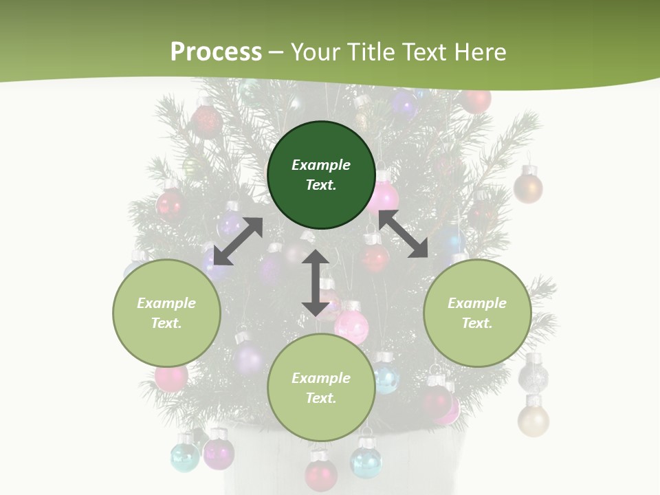 A Small Christmas Tree In A Pot With Ornaments On It PowerPoint Template