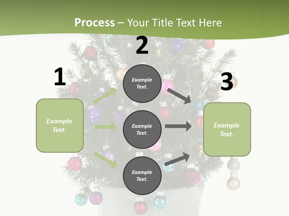 A Small Christmas Tree In A Pot With Ornaments On It PowerPoint Template
