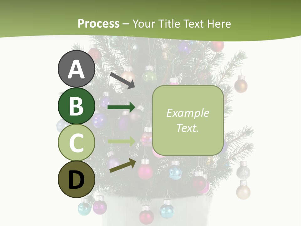 A Small Christmas Tree In A Pot With Ornaments On It PowerPoint Template