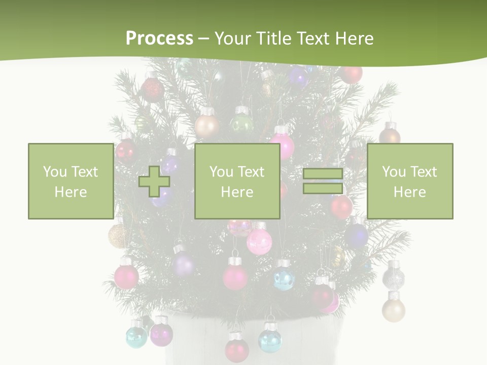 A Small Christmas Tree In A Pot With Ornaments On It PowerPoint Template
