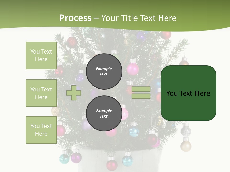 A Small Christmas Tree In A Pot With Ornaments On It PowerPoint Template
