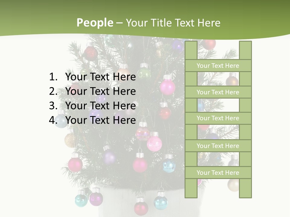 A Small Christmas Tree In A Pot With Ornaments On It PowerPoint Template