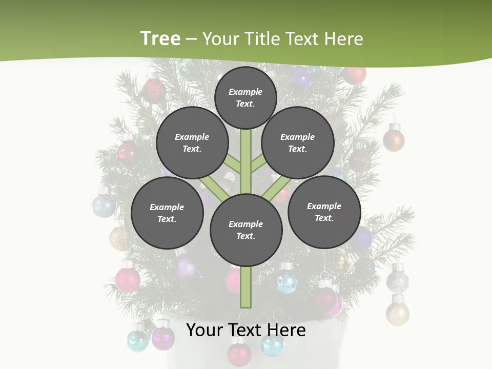 A Small Christmas Tree In A Pot With Ornaments On It PowerPoint Template