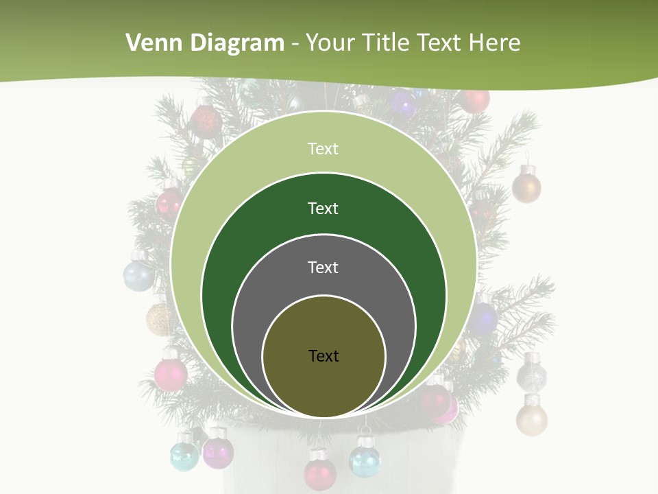 A Small Christmas Tree In A Pot With Ornaments On It PowerPoint Template