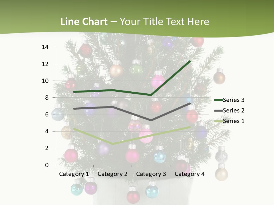 A Small Christmas Tree In A Pot With Ornaments On It PowerPoint Template