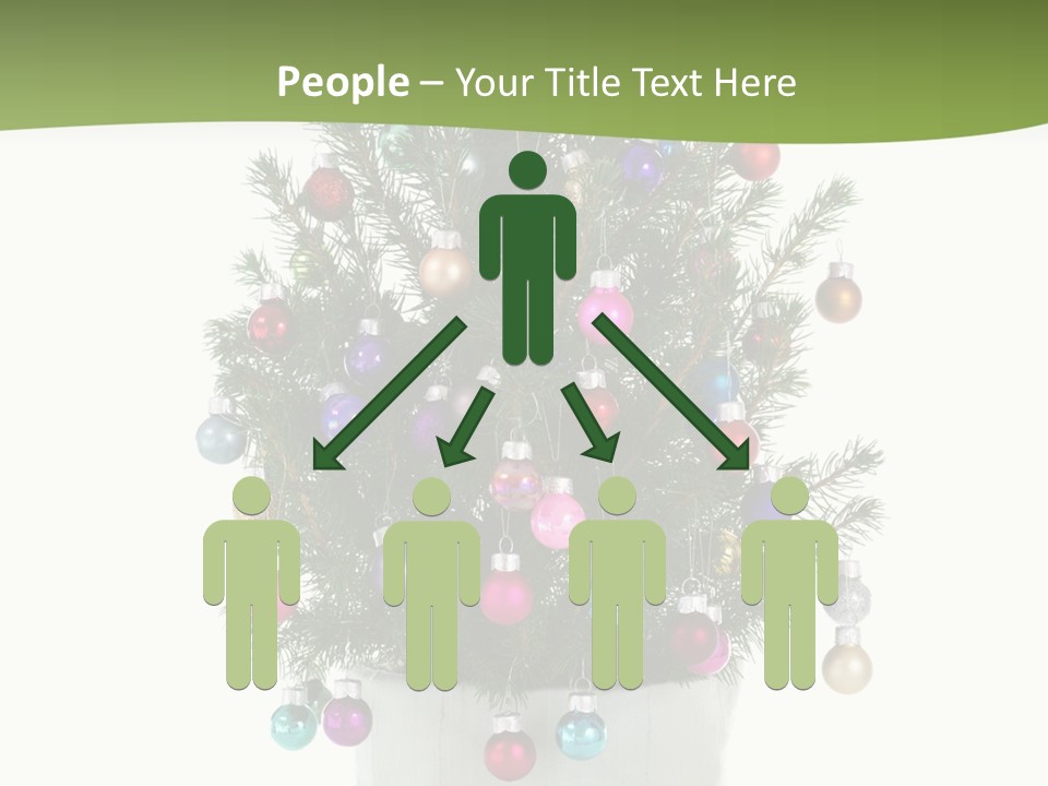 A Small Christmas Tree In A Pot With Ornaments On It PowerPoint Template