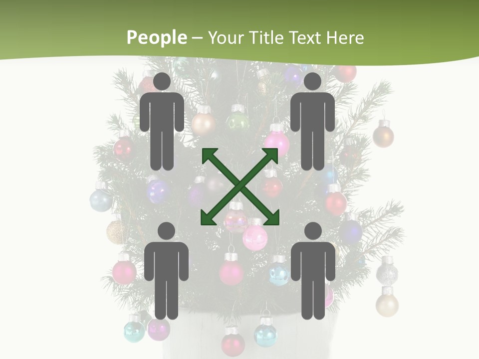 A Small Christmas Tree In A Pot With Ornaments On It PowerPoint Template