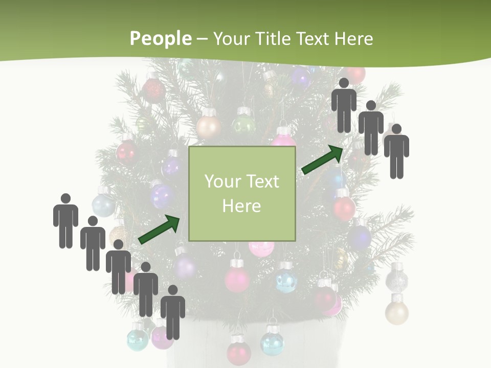 A Small Christmas Tree In A Pot With Ornaments On It PowerPoint Template
