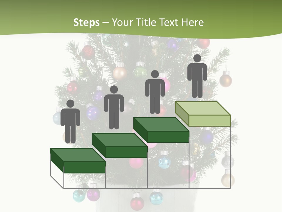 A Small Christmas Tree In A Pot With Ornaments On It PowerPoint Template