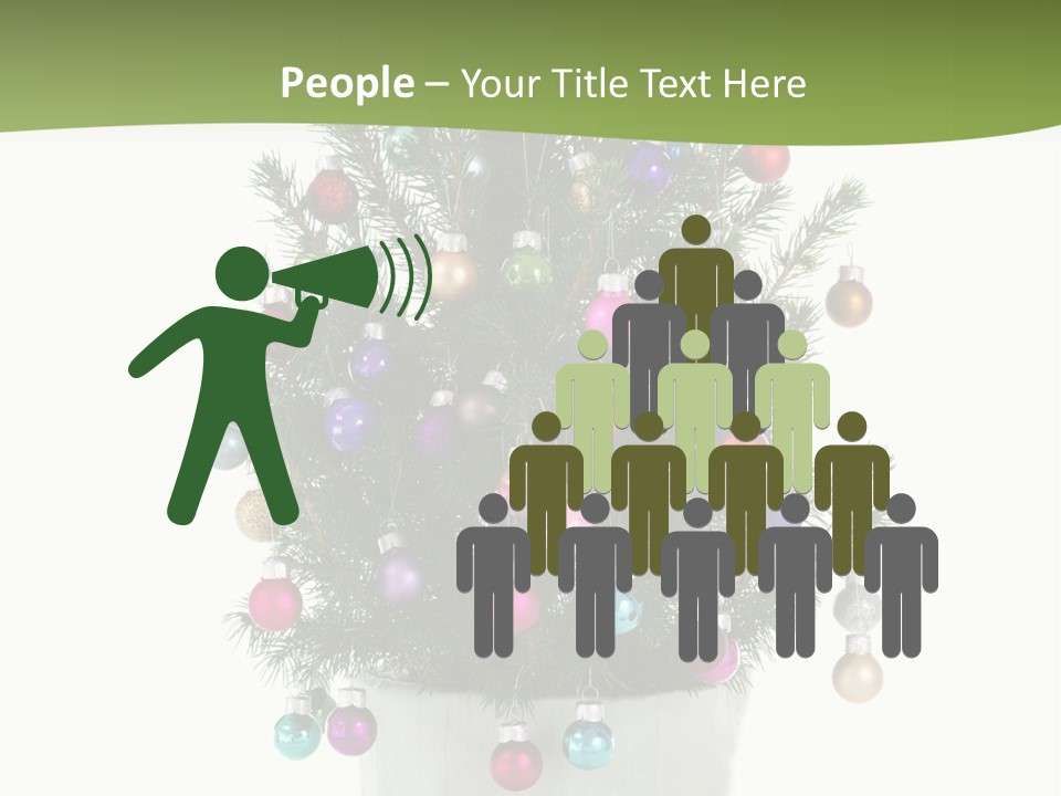 A Small Christmas Tree In A Pot With Ornaments On It PowerPoint Template