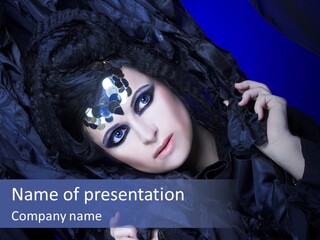 A Woman With Black Makeup And A Black Dress PowerPoint Template