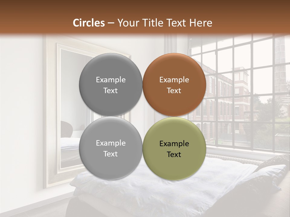 A Bedroom With A Bed And A Window PowerPoint Template