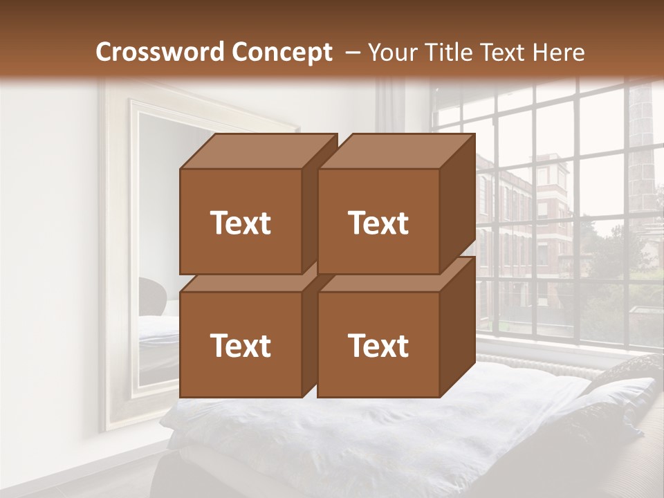 A Bedroom With A Bed And A Window PowerPoint Template