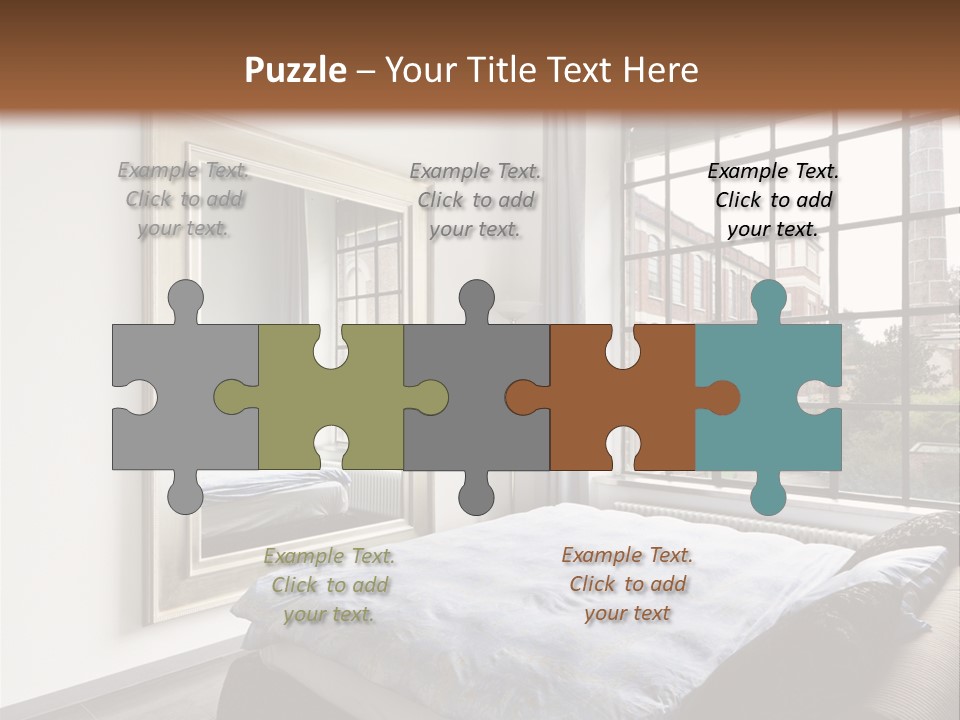A Bedroom With A Bed And A Window PowerPoint Template