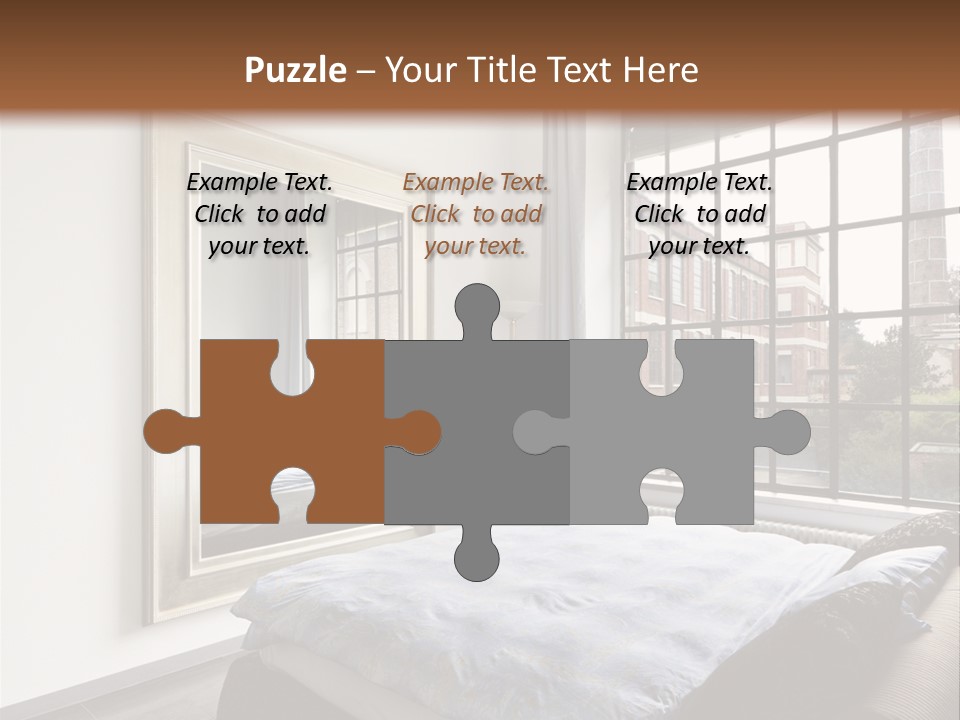 A Bedroom With A Bed And A Window PowerPoint Template