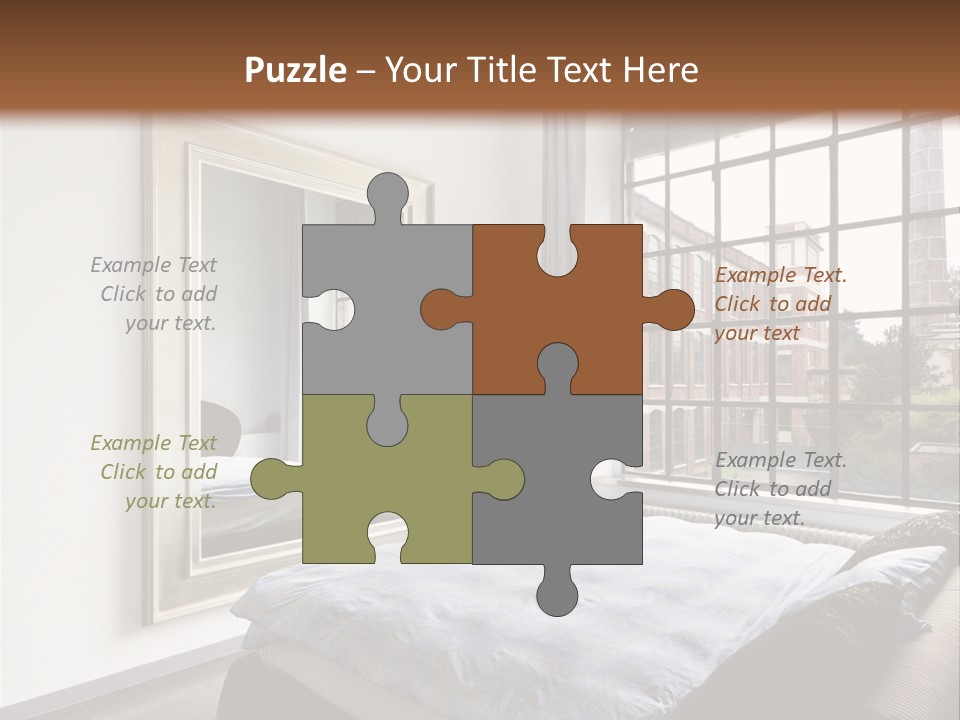 A Bedroom With A Bed And A Window PowerPoint Template
