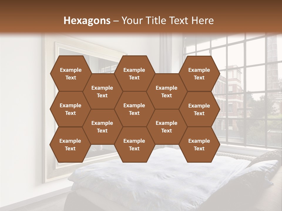 A Bedroom With A Bed And A Window PowerPoint Template