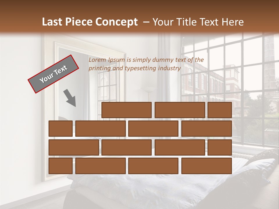 A Bedroom With A Bed And A Window PowerPoint Template