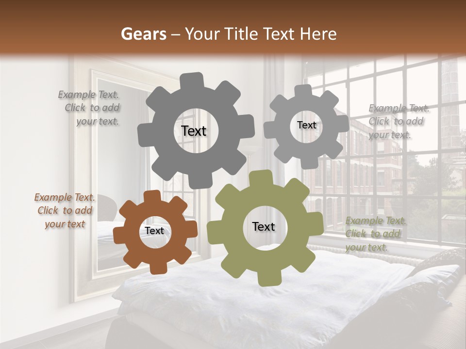 A Bedroom With A Bed And A Window PowerPoint Template