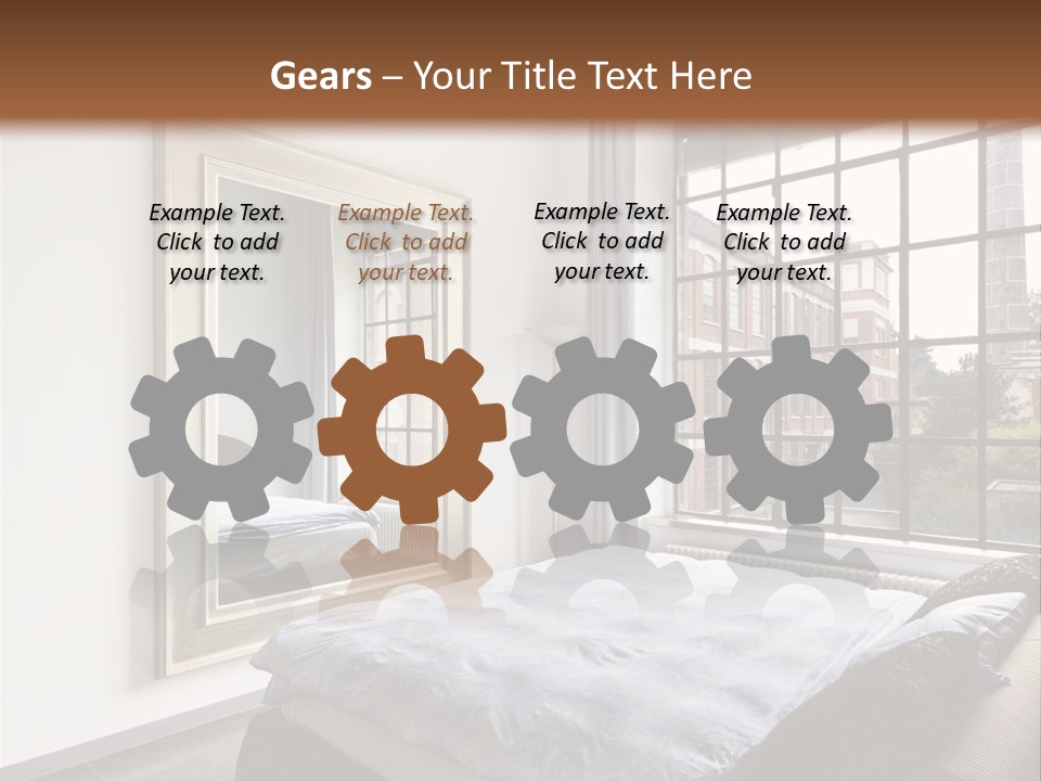 A Bedroom With A Bed And A Window PowerPoint Template