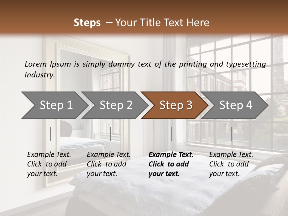 A Bedroom With A Bed And A Window PowerPoint Template