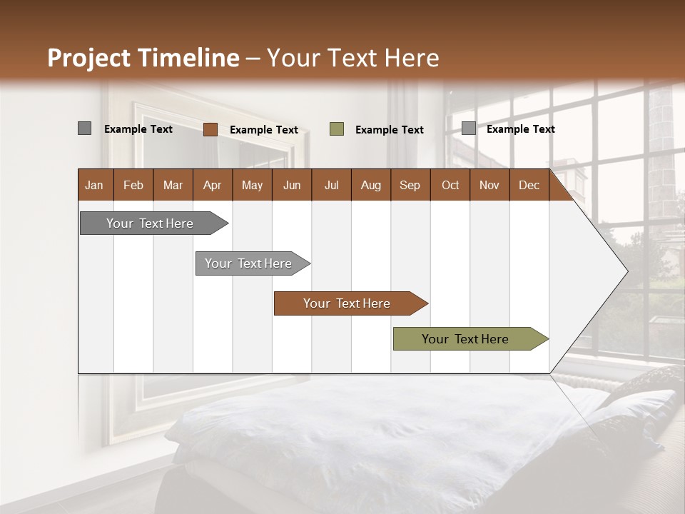 A Bedroom With A Bed And A Window PowerPoint Template