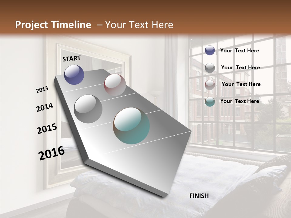 A Bedroom With A Bed And A Window PowerPoint Template