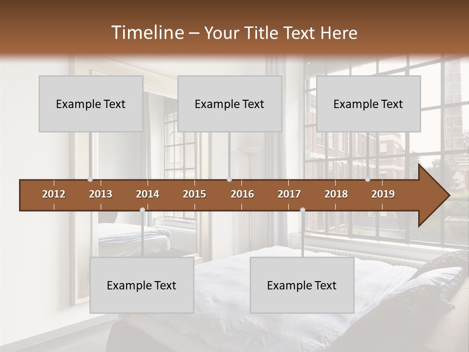A Bedroom With A Bed And A Window PowerPoint Template