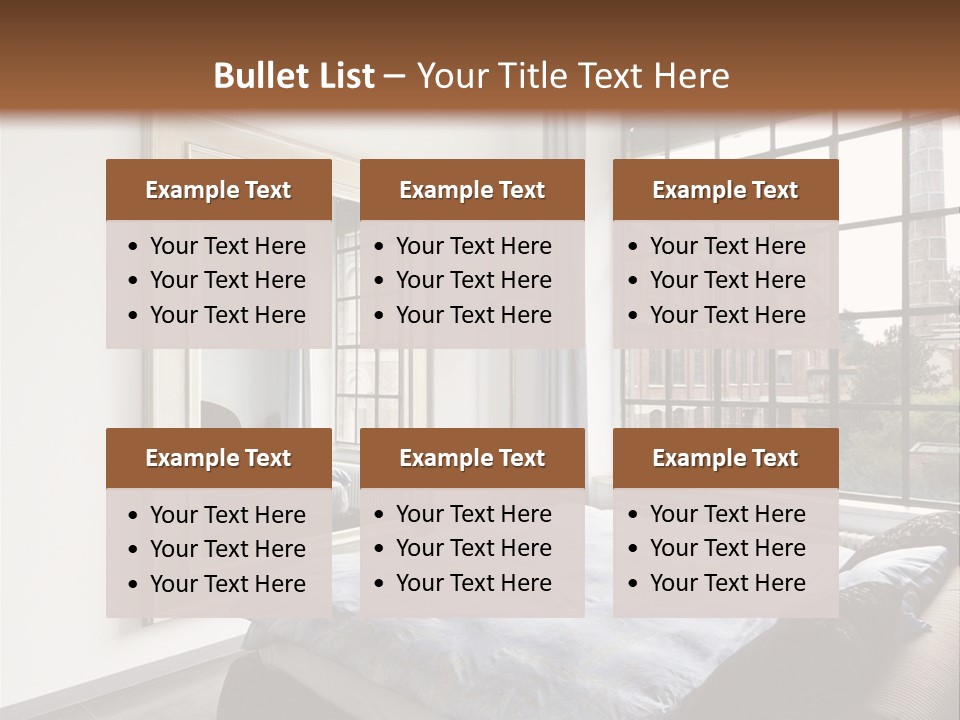 A Bedroom With A Bed And A Window PowerPoint Template