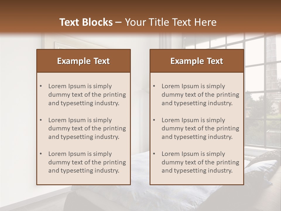 A Bedroom With A Bed And A Window PowerPoint Template