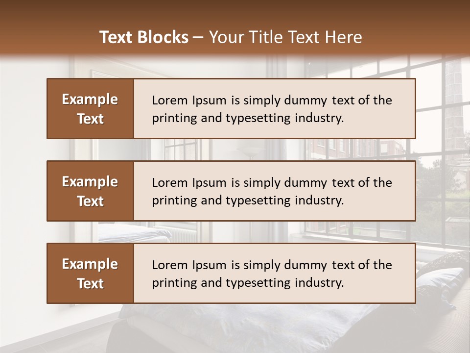 A Bedroom With A Bed And A Window PowerPoint Template