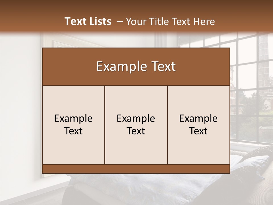 A Bedroom With A Bed And A Window PowerPoint Template