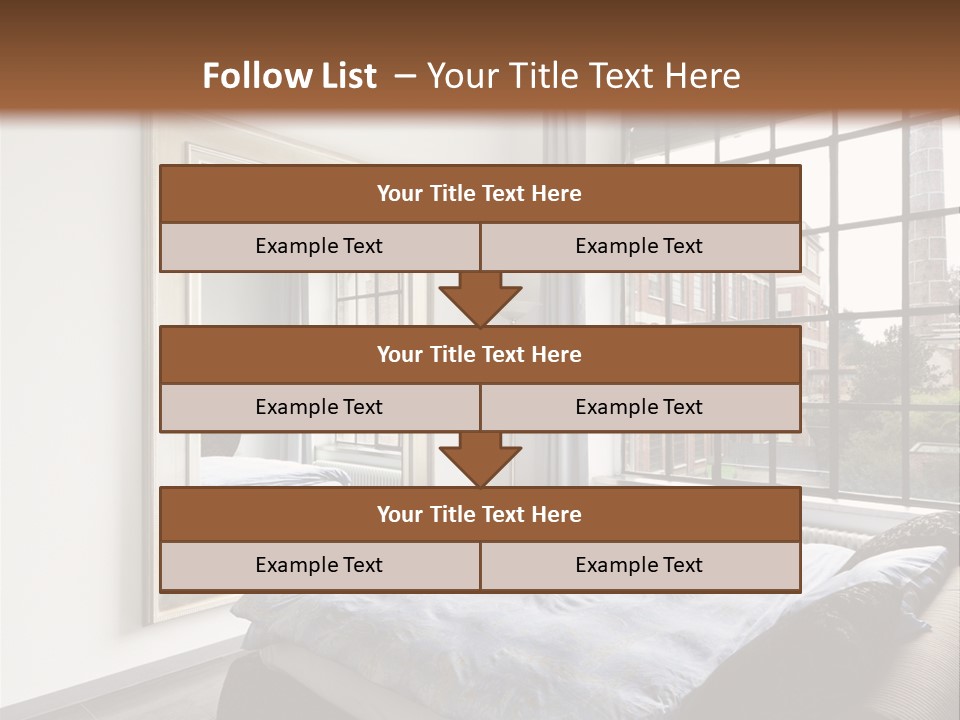A Bedroom With A Bed And A Window PowerPoint Template