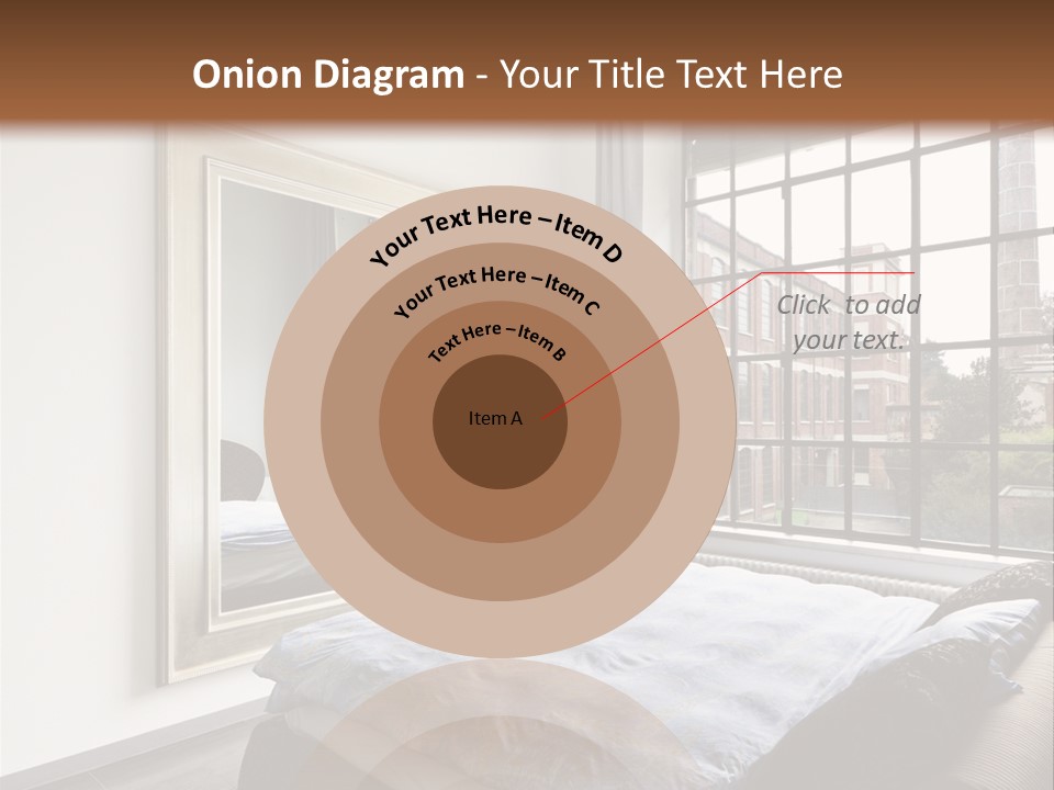 A Bedroom With A Bed And A Window PowerPoint Template