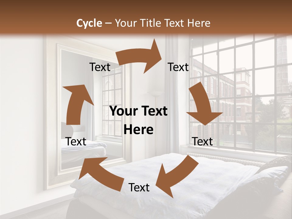 A Bedroom With A Bed And A Window PowerPoint Template