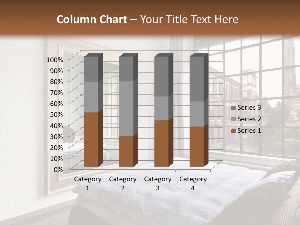 A Bedroom With A Bed And A Window PowerPoint Template