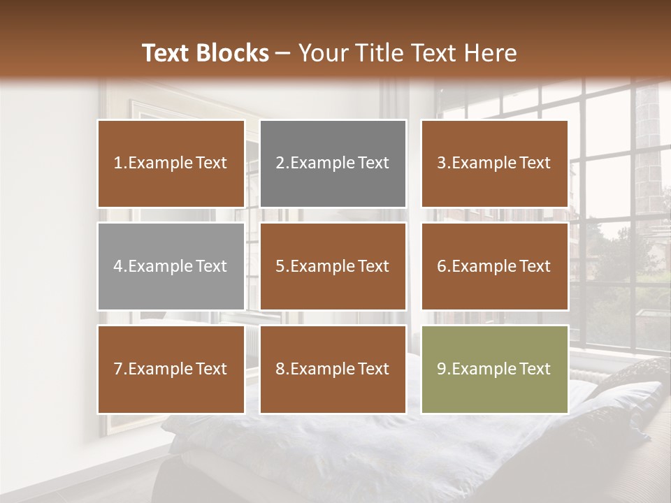 A Bedroom With A Bed And A Window PowerPoint Template