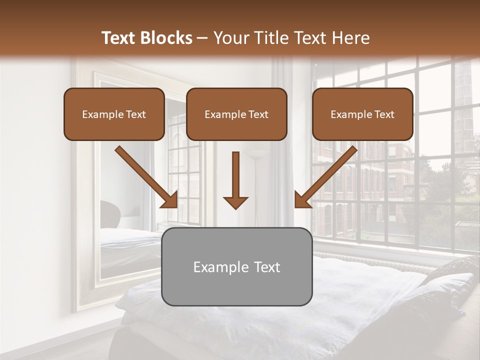 A Bedroom With A Bed And A Window PowerPoint Template