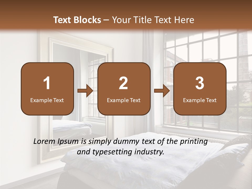 A Bedroom With A Bed And A Window PowerPoint Template