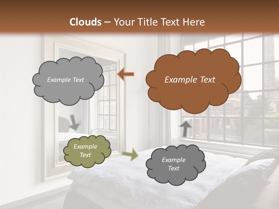 A Bedroom With A Bed And A Window PowerPoint Template