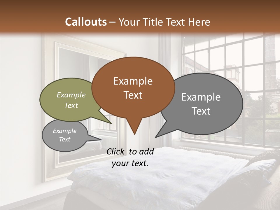 A Bedroom With A Bed And A Window PowerPoint Template