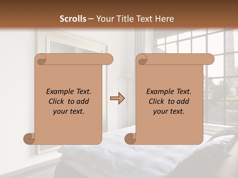A Bedroom With A Bed And A Window PowerPoint Template