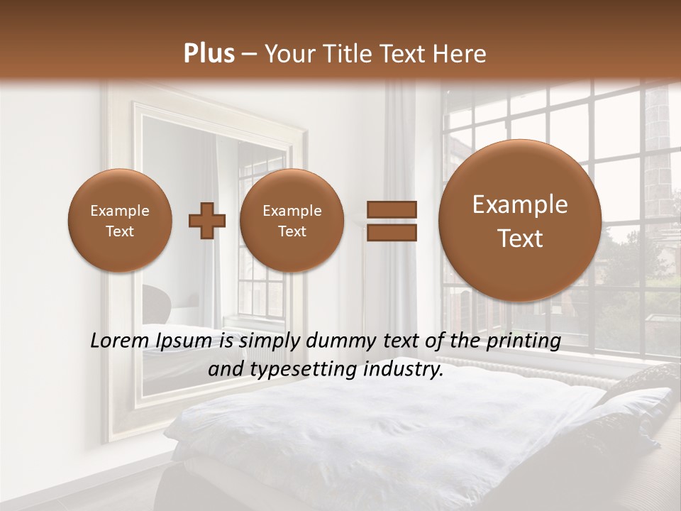 A Bedroom With A Bed And A Window PowerPoint Template