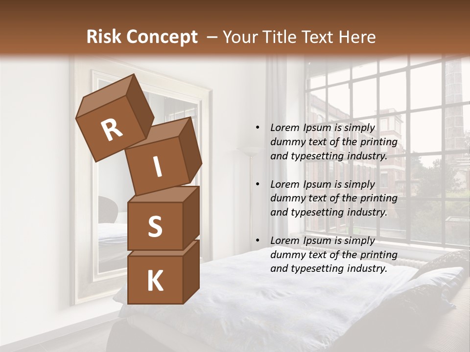 A Bedroom With A Bed And A Window PowerPoint Template