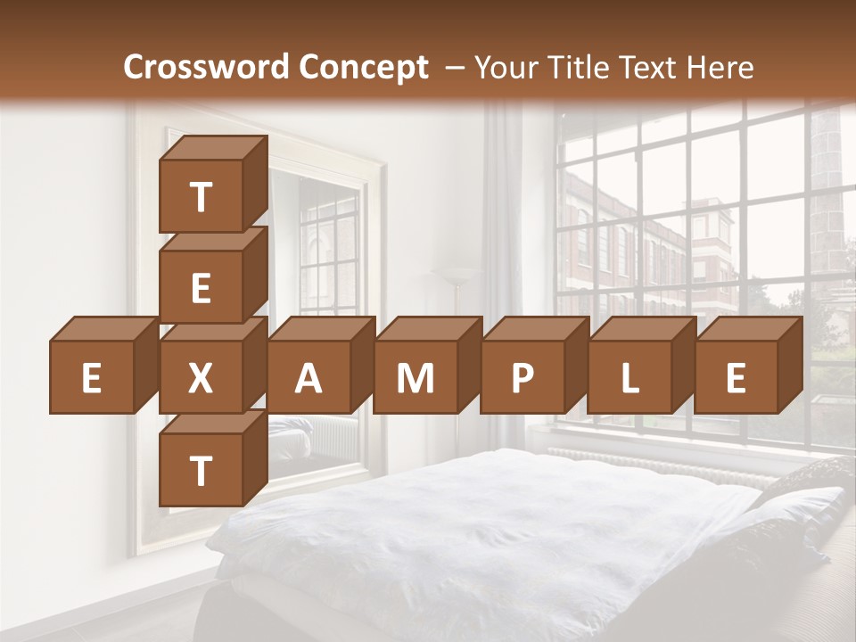 A Bedroom With A Bed And A Window PowerPoint Template