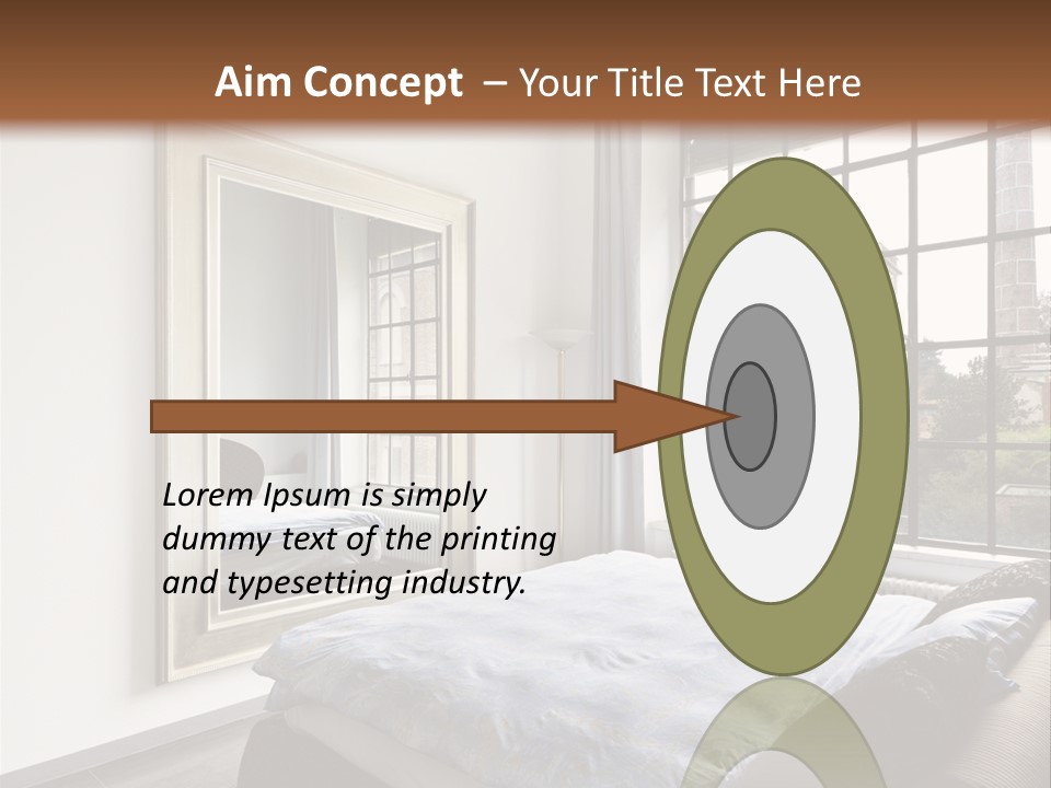 A Bedroom With A Bed And A Window PowerPoint Template