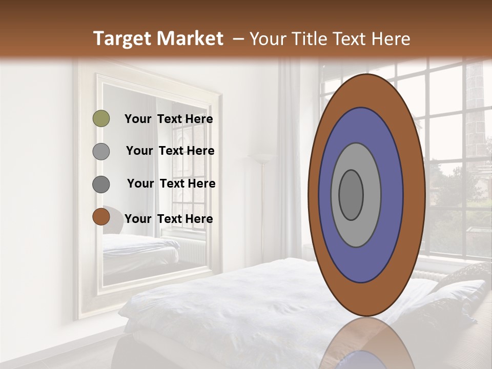 A Bedroom With A Bed And A Window PowerPoint Template