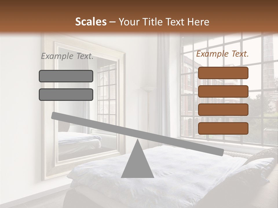 A Bedroom With A Bed And A Window PowerPoint Template